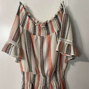 Striped off the shoulder top. Size Small.